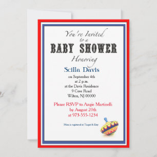 Unisex-Baby-Einladung zur Babyparty Vintage-Kreise Einladung
