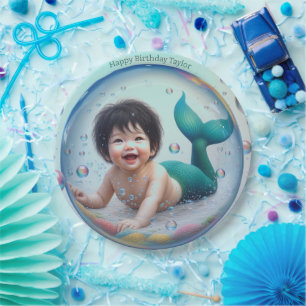 Unisex Baby Mermaid Bubble Pappteller