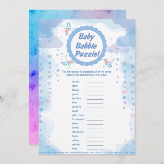 Unisex Babyspiel-Party Einladung (Vorne/Hinten)