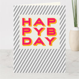 Unisex Blank Happy Bday Typografy Card Karte