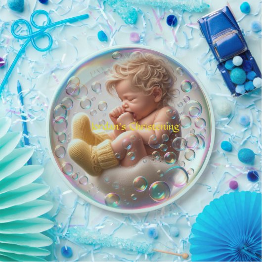 Unisex Blonde Baby Christening Pappteller (Party)