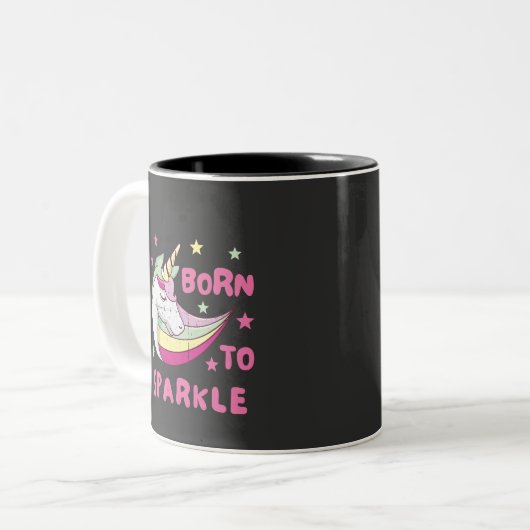 Unisex Born to Sparkle Zweifarbige Tasse (Vorderseite Links)