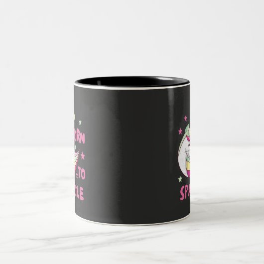 Unisex Born to Sparkle Zweifarbige Tasse (Mittel)