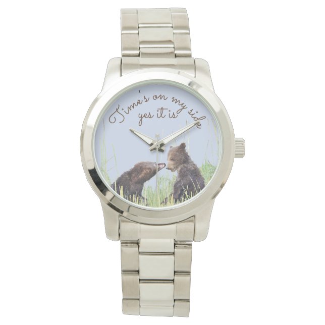 Unisex Bracelet Watch mit Grizzlybärchen Armbanduhr (Vorderseite)