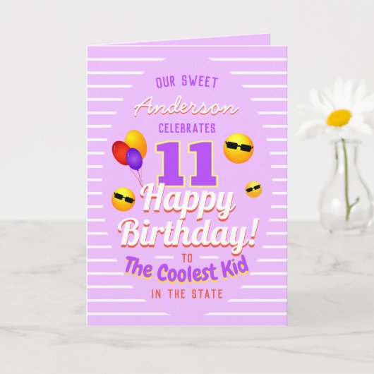 Unisex Cooles Kind mit Sun Emojis Balloons Geburts Karte (Kleine Pflanze)