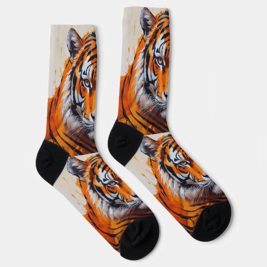 Unisex Crew Socken - Tiger, Leopard, Tier (Rechts)