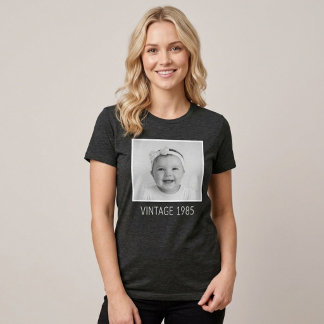 Unisex Custom Vintage Foto Und Jahr T-Shirt  Tri-Blend Shirt