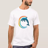 Unisex Dolphin Blauer Silhouette T-Shirt (Vorderseite)