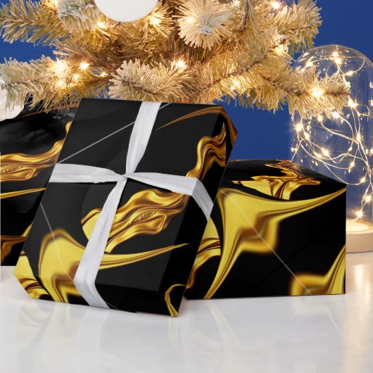 Unisex Elegance: High-Contrast Black & Gold Artist Geschenkpapier (Feiertage)