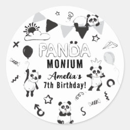 Unisex Fun Panda-Monium Kindergeburtstag Party Runder Aufkleber