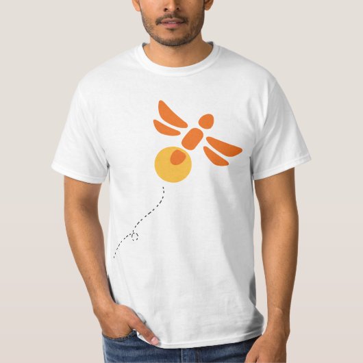 (Unisex) Grauer T - Shirt mit orangefarbenem Bug (Vorderseite)