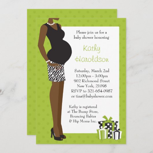 Unisex Green Zebra Einladung (Vorne/Hinten)