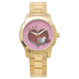 Unisex Heart Magic Oversified Gold Bracelet Watch Armbanduhr