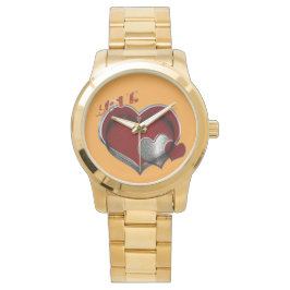 Unisex Heart Magic Oversified Gold Bracelet Watch Armbanduhr