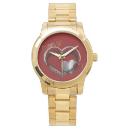 Unisex Heart Magic Oversified Gold Bracelet Watch Armbanduhr