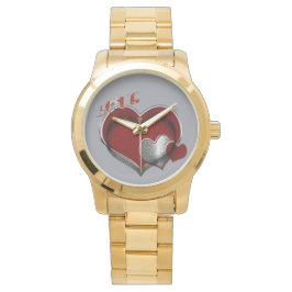 Unisex Heart Magic Oversified Gold Bracelet Watch Armbanduhr
