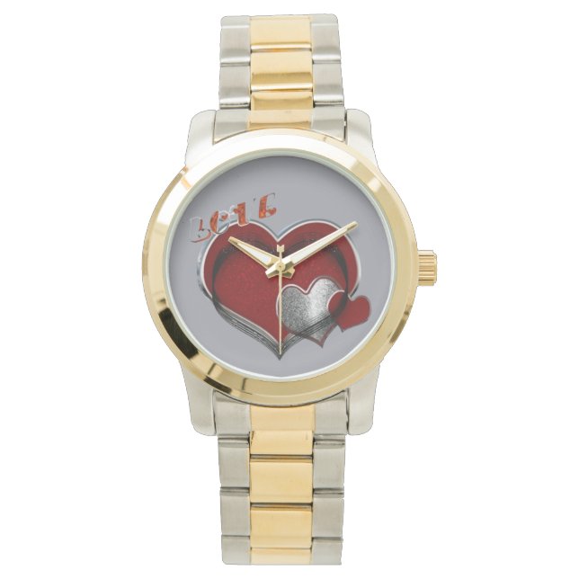 Unisex Heart Magic Oversized Zwei-Tone-Uhr Armbanduhr (Vorderseite)