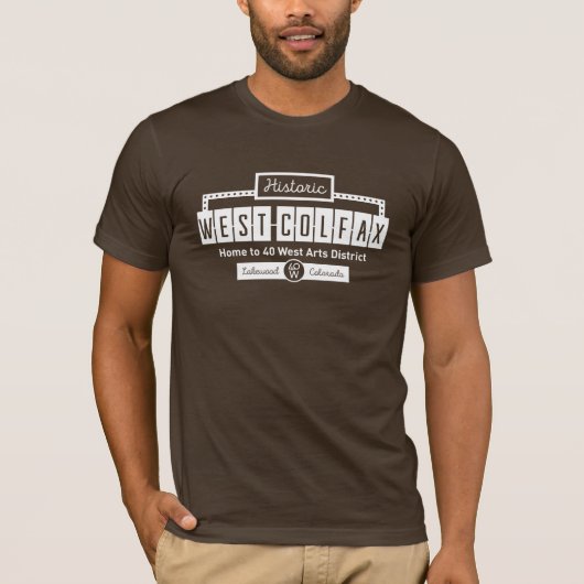 Unisex Historic West Colfax Brown T-Shirt (Vorderseite)