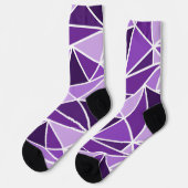 Unisex lila geometrische Dreiecke Socken (Linkes Detail)