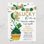 Unisex Lucky One St Patrick First Birthday Party Einladung (Vorne/Hinten)