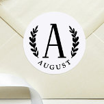 Unisex Monogram Runder Aufkleber<br><div class="desc">Ein einzigartiger Rundaufkleber mit einem großen Monogramm und einem individuelle Name darunter. Wo sind Sie als Umschlag Aufkleber für Ihre Hochzeitseinladungen zu verwenden?</div>