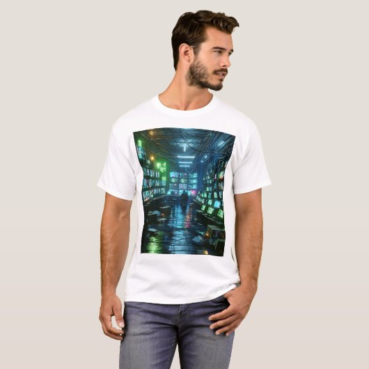 Unisex Neon Green Hacker's Lair - Cyberpunk Urban T-Shirt (Vorne ganz)