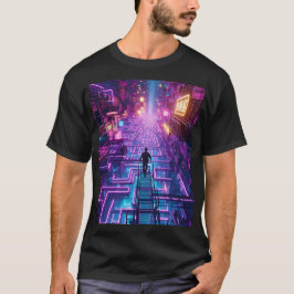 Unisex Neon Lila urbanes Maze - Dystopische Stadt T-Shirt