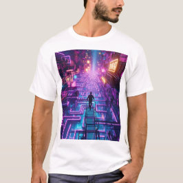 Unisex Neon Lila urbanes Maze - Dystopische Stadt T-Shirt