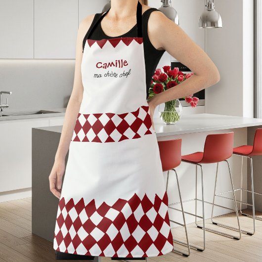 Unisex Red and White Checkered Apron - Modern Schürze