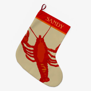 Unisex Red Lobster Crustacean Personalisiert Großer Weihnachtsstrumpf