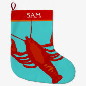 Unisex Red Lobster Crustacean Personalisiert Großer Weihnachtsstrumpf (Vorderseite)