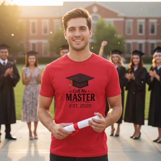 Unisex Red T-Shirt "Call Me Master" Custom date