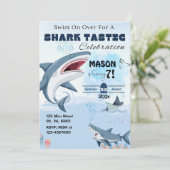 UNISEX SHARK TASTISCHE GEBURTSTAGSPARTEI Einladung (Stehend Vorderseite)