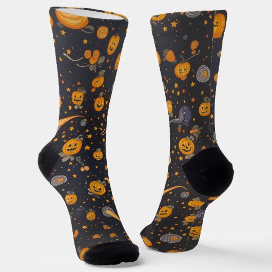 Unisex Spooky Pumpkin Blast Halloween Crew Socken (Gewinkelt)
