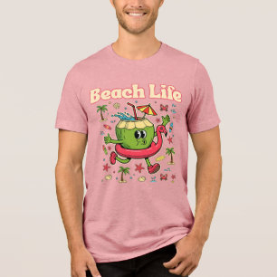 Unisex Strand Life Kokosnuss Grafik T-Shirt Tri-Blend Shirt