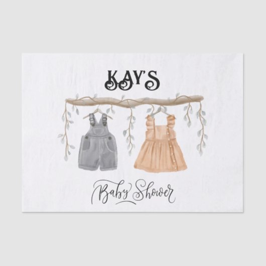 Unisex Twins Greenery Floral Baby Shower Seidenpapier (Vorderseite)