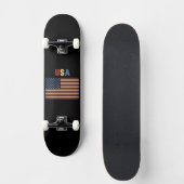 Unisex USA American Flag Retro Skateboard (Vorderseite)