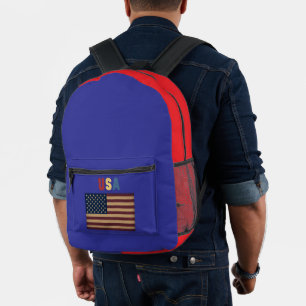 Unisex USA Amerikanische Flagge Retro Bedruckter Rucksack
