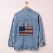 Unisex USA Retro Grunge American Flag Jeansjacke (Hangar)
