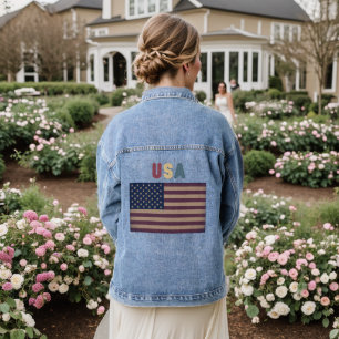 Unisex USA Retro Grunge amerikanische Flagge Jeansjacke