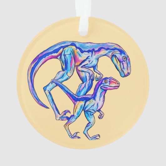 Unisex Velociraptor, erste Weihnachtsfeier 2025 Ornament (Rückseite)