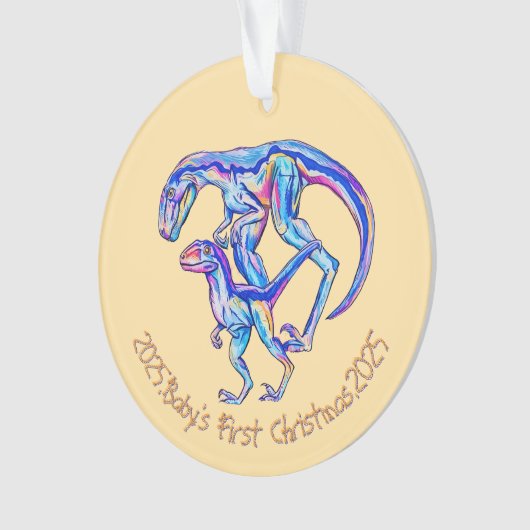 Unisex Velociraptor, erste Weihnachtsfeier 2025 Ornament (Vorderseite)