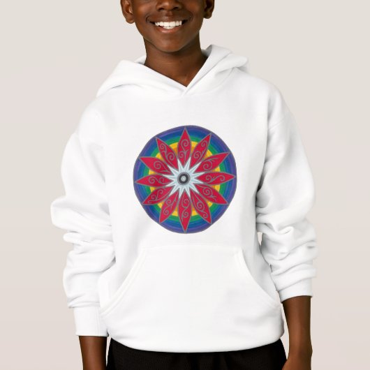 Unisex verblasste geometrische Blume Hoodie (Vorderseite)