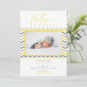 Unisex Yellow Grey Zigzag Hello World Ankündigung (Stehend Vorderseite)