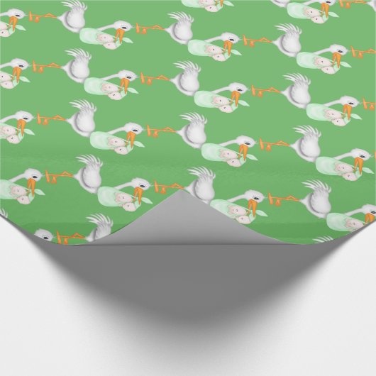 Unisex Zwillingsbabys mit Storchverpackungspapier Geschenkpapier (Ecke)