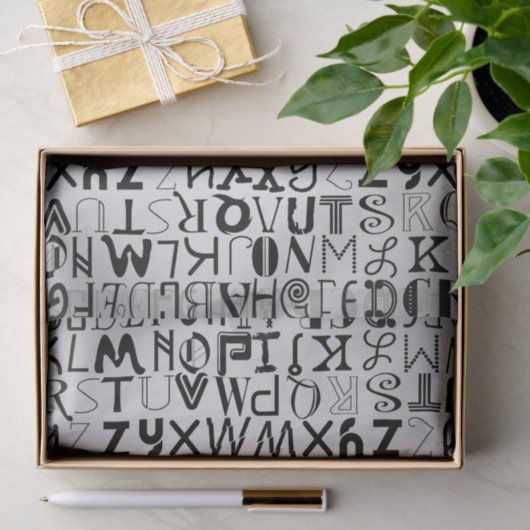 Unisexalphabet-Typografie-Seidenpapier Seidenpapier (Geschenk)