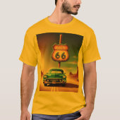 Unisexe T-Shirts, Farbe, ROUTE-66-Druck T-Shirt (Vorderseite)