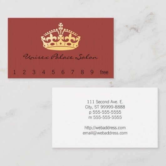 Unisexpalast-Salon-Jubiläum-Krone Visitenkarte (Vorne/Hinten)