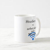 Unispruch "arbeitslos mit WLAN" Studenten Kaffeetasse (VorderseiteRechts)
