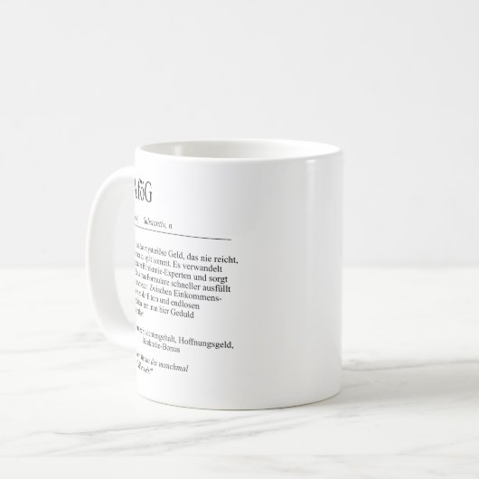 Unispruch "BAföG" Geschenk, Studenten Kaffeetasse (Vorderseite Links)